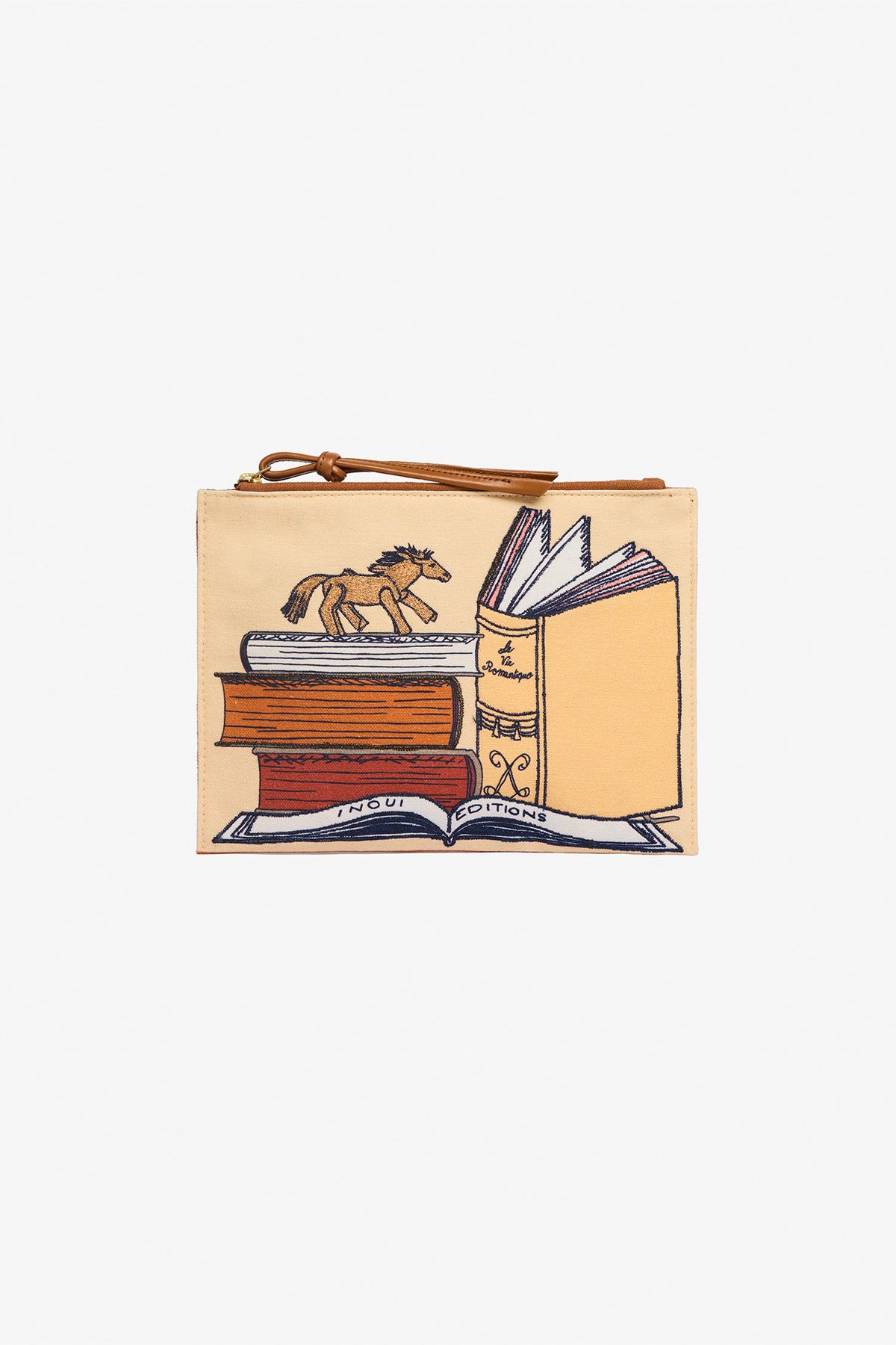 Embroidered Pouch - Paris Neuvieme - Beige