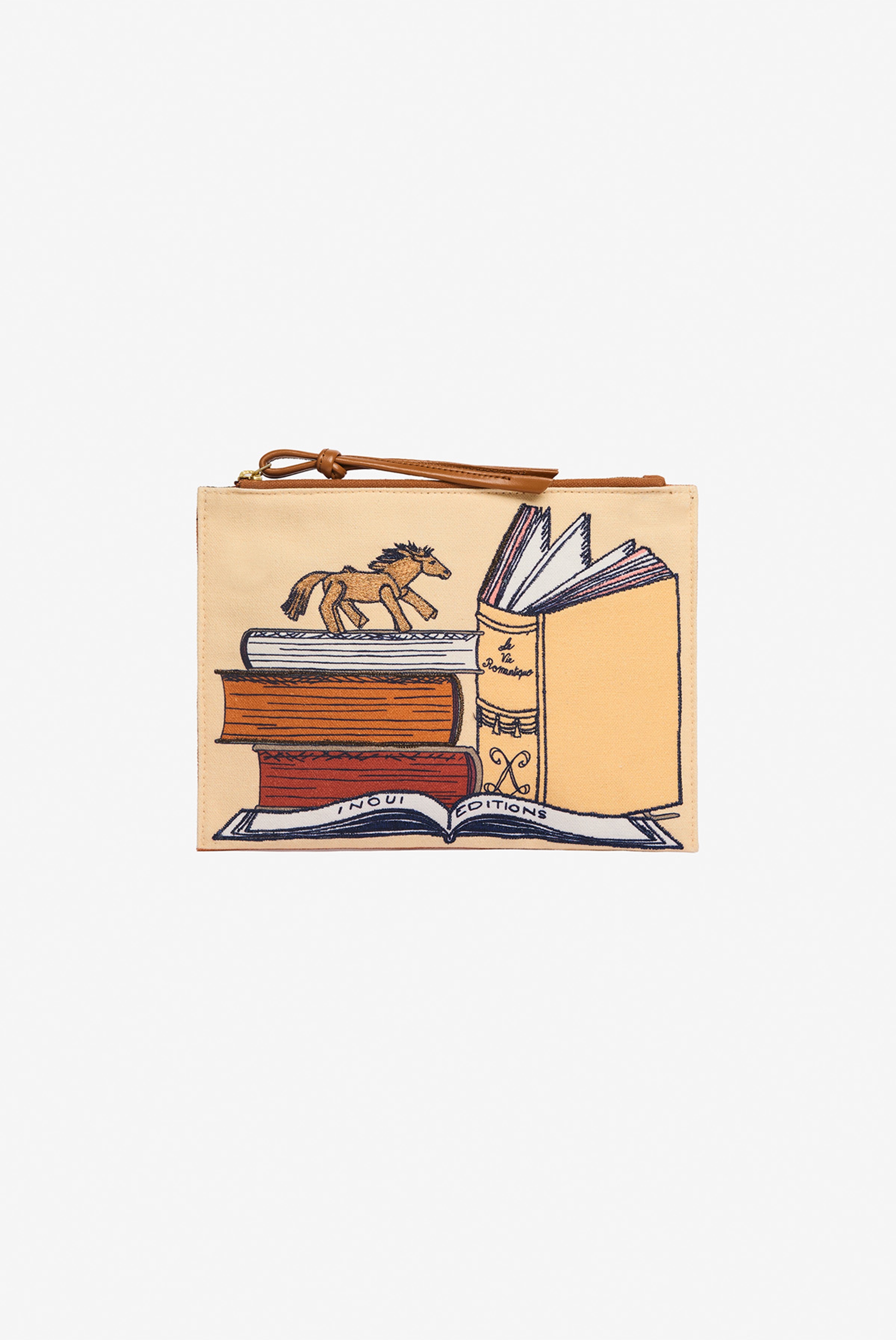 Embroidered Pouch - Paris Neuvieme - Beige