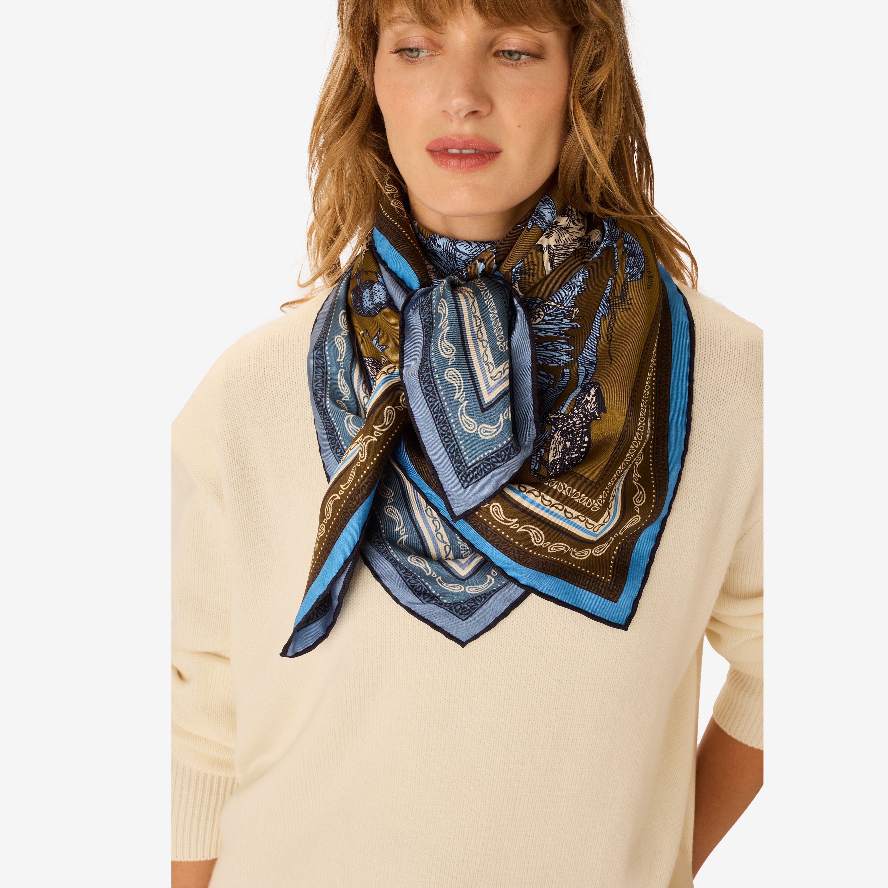 Square 100 - Reverie - Khaki & Blue