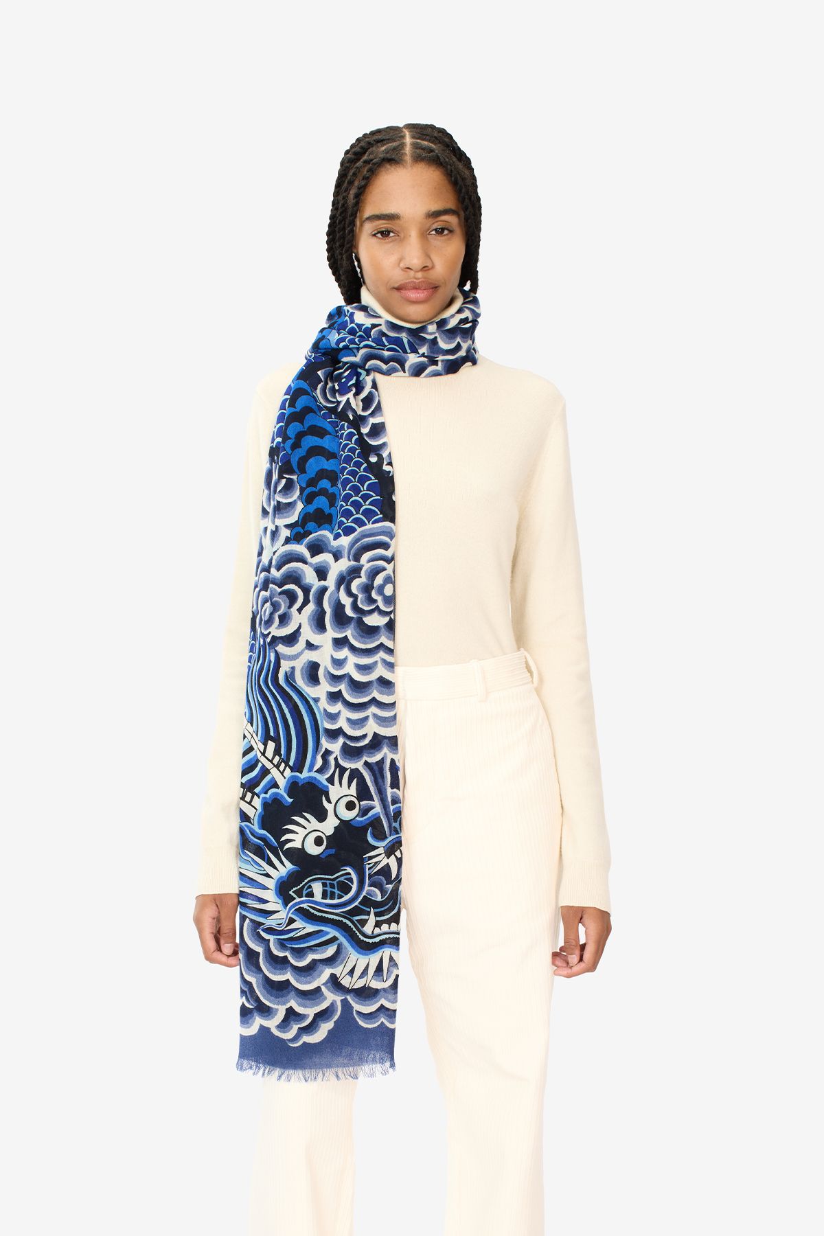Scarf 70 - Dragon - Blue