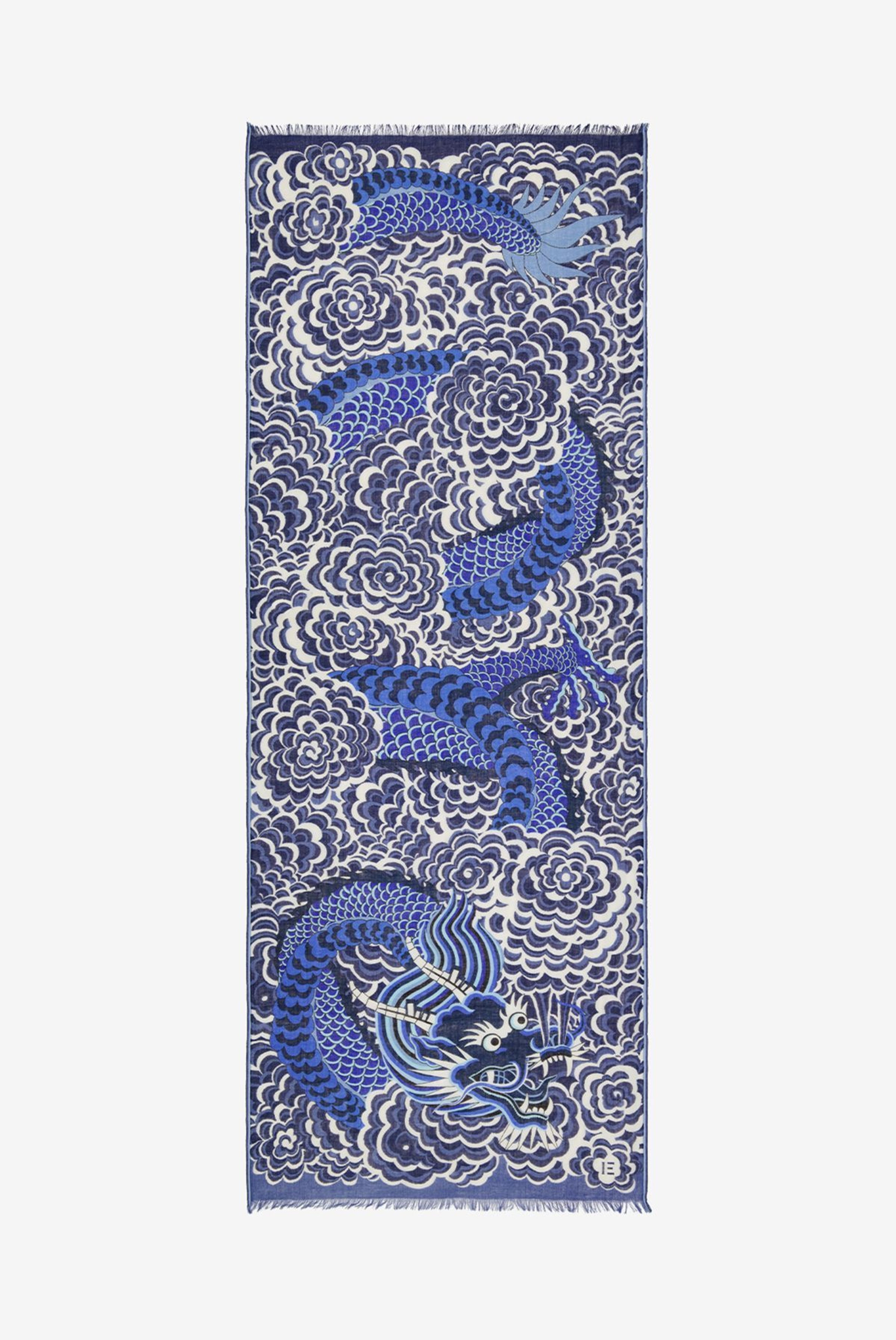 Scarf 70 - Dragon - Blue