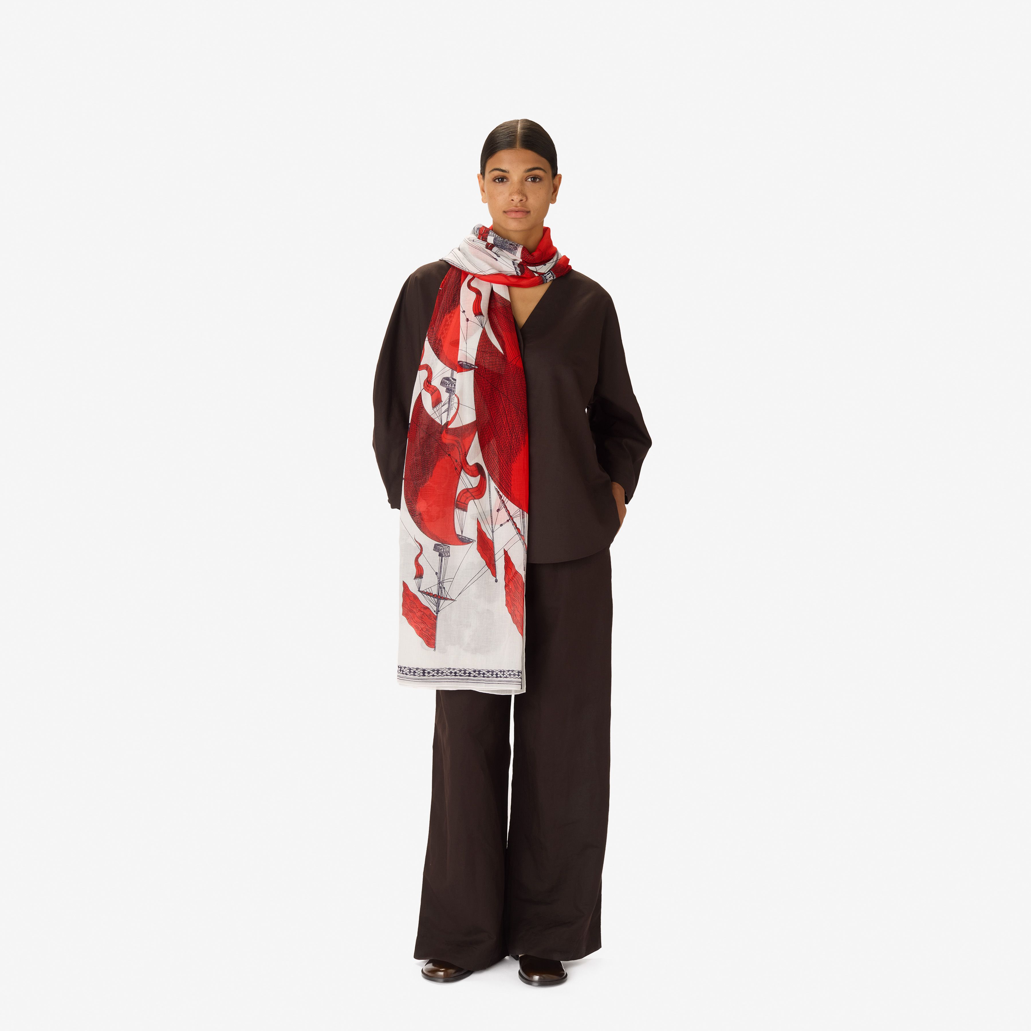 Scarf 100 - Des Rives et des Reves - Red