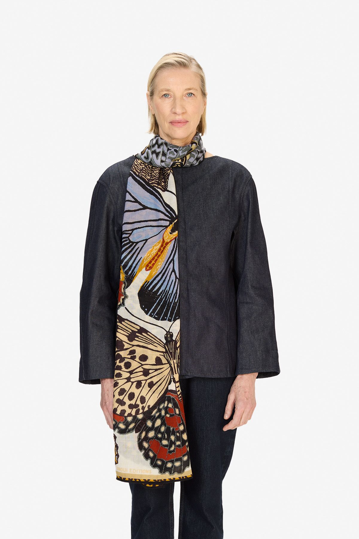 Scarf 70 - Papillons - White