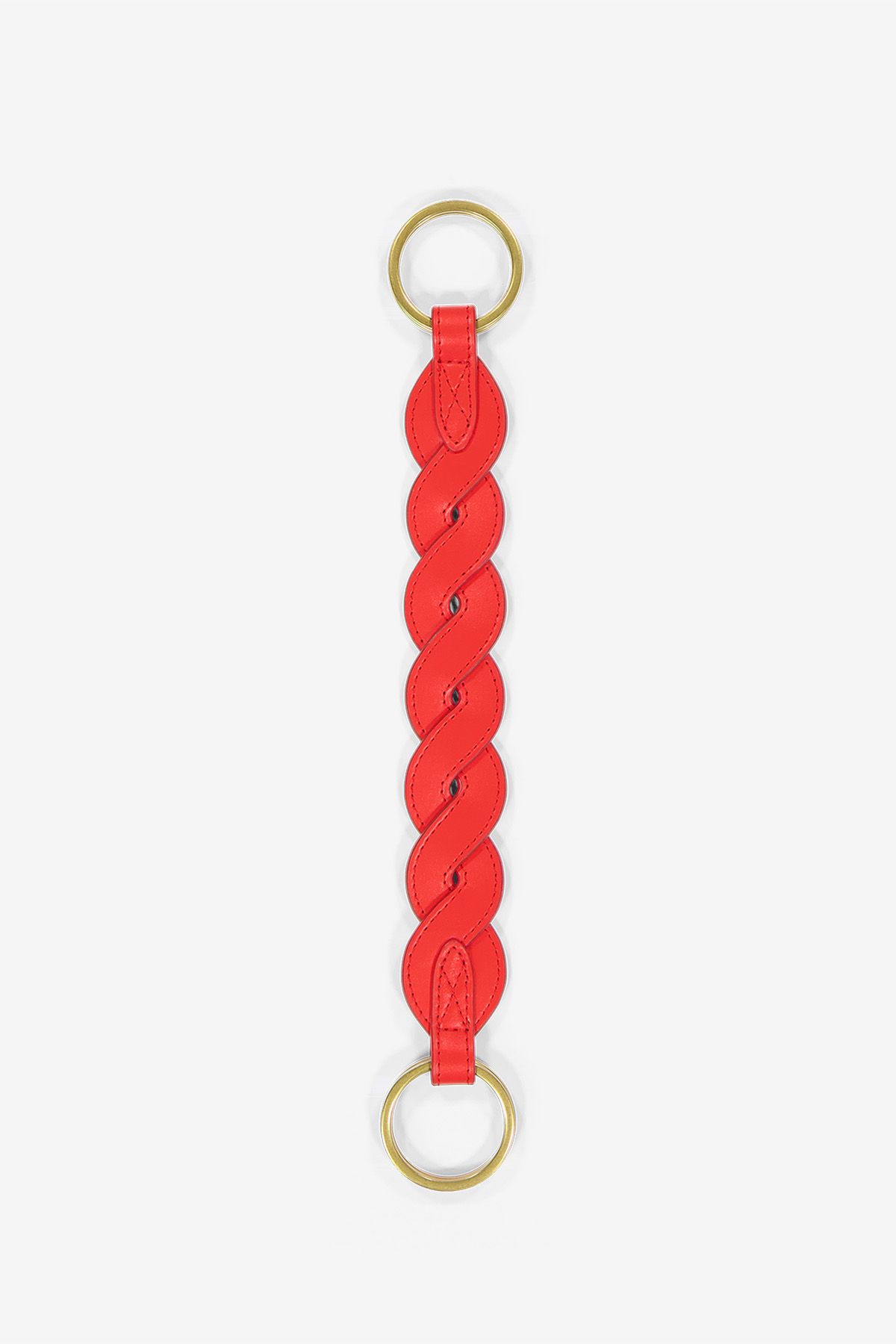 Leather Handle - Braid - Red