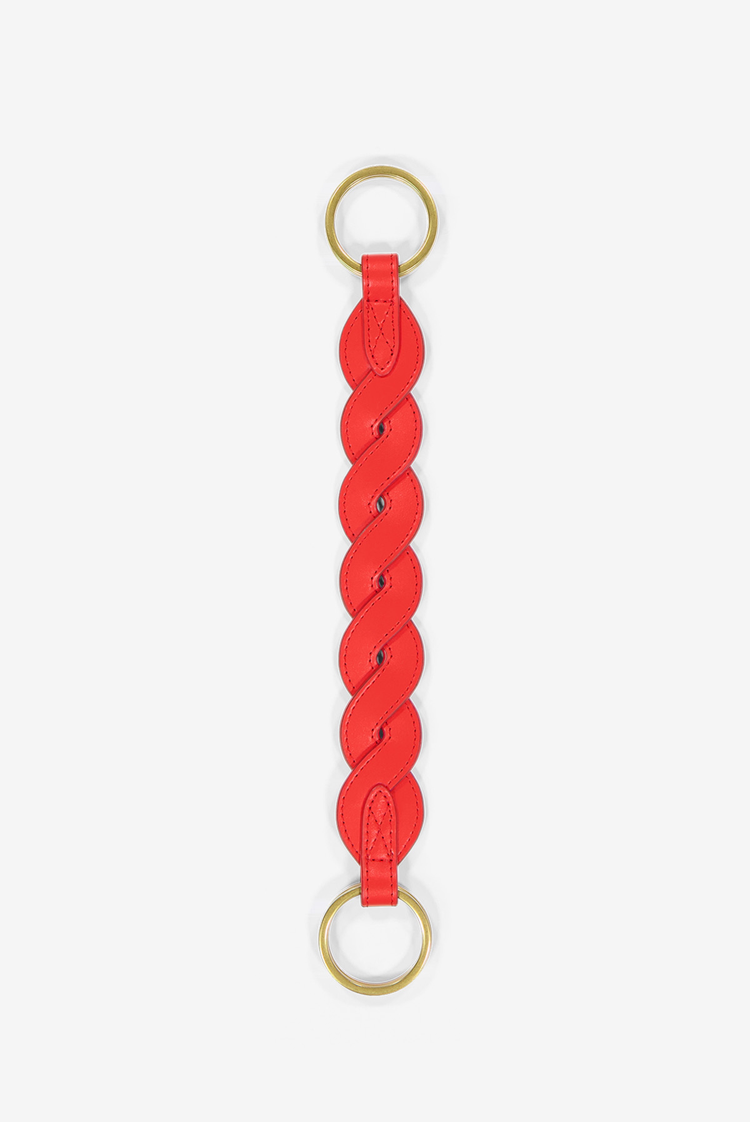 Leather Handle - Braid - Red