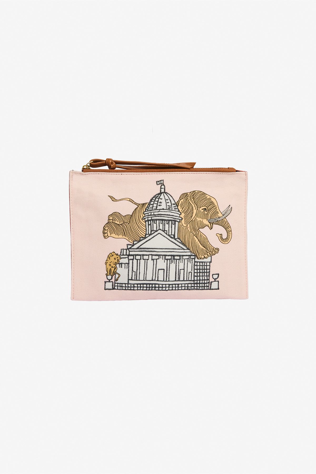 Embroidered Pouch - Elephant - Pastel