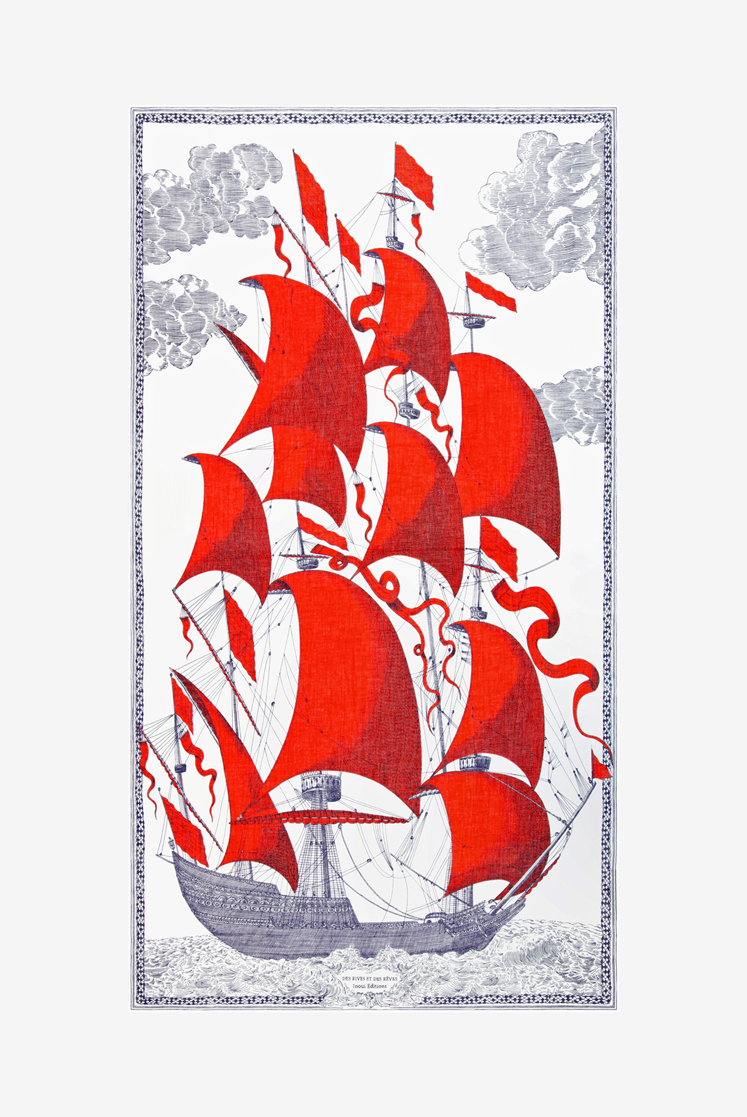 Scarf 100 - Des Rives et des Reves - Red