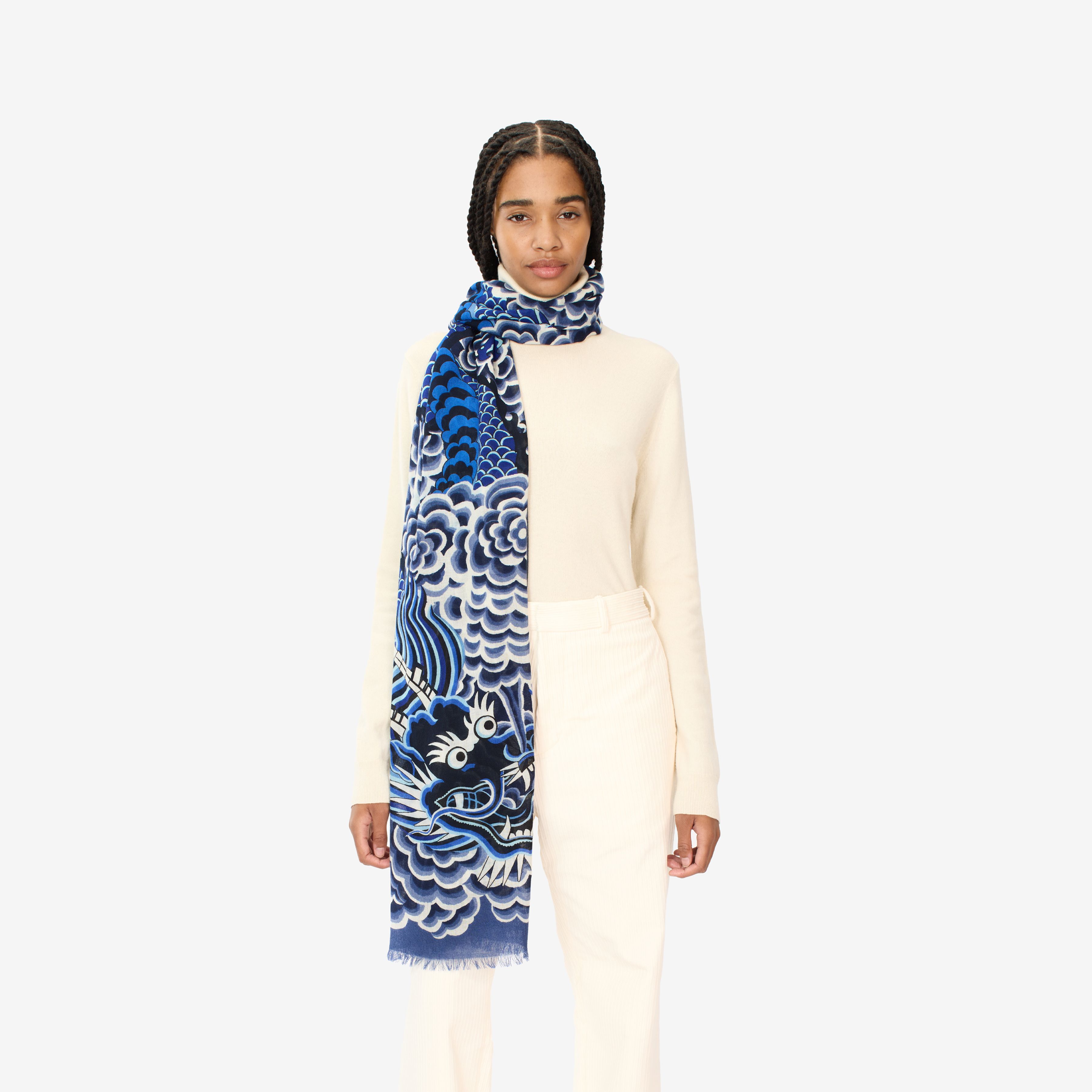 Scarf 70 - Dragon - Blue