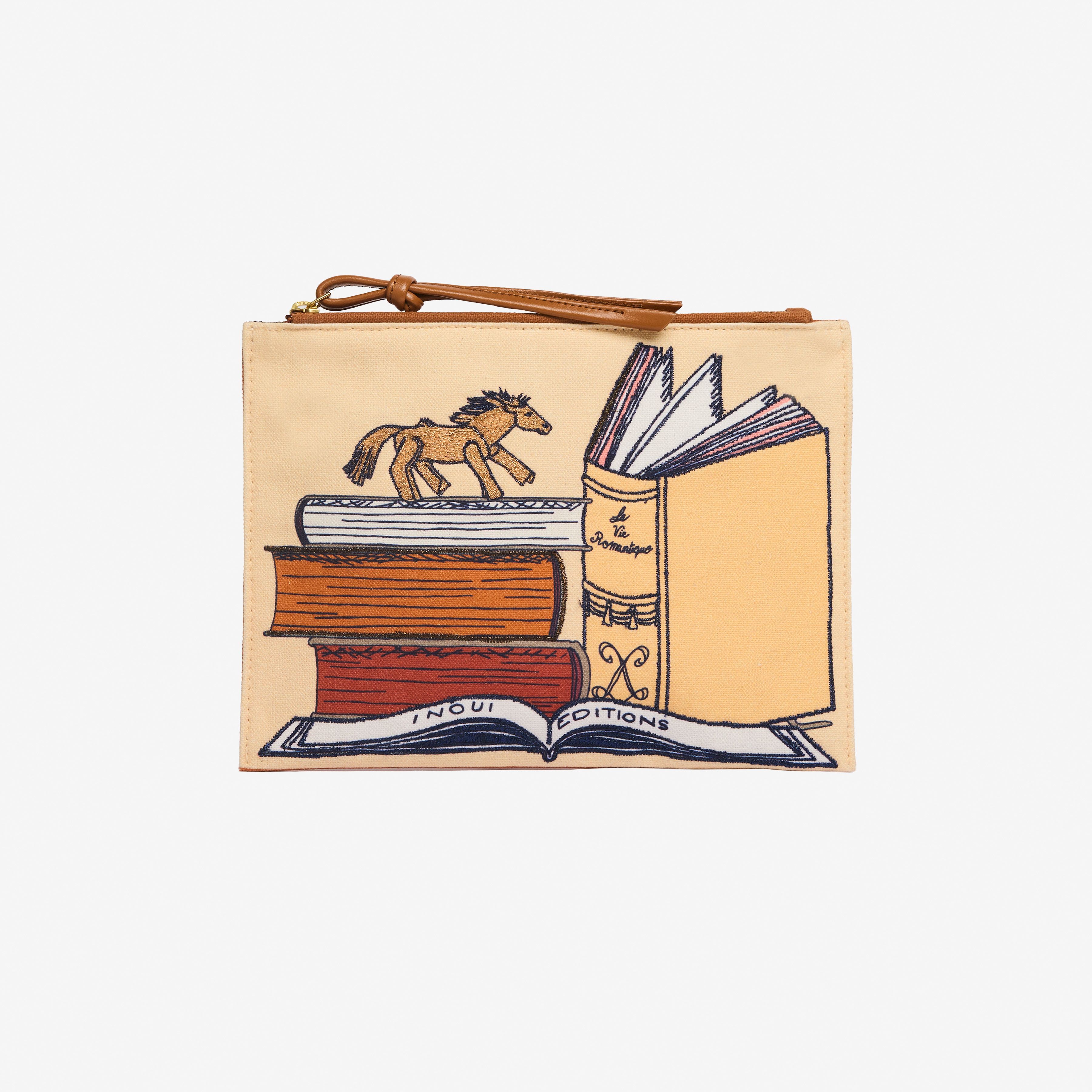 Embroidered Pouch - Paris Neuvieme - Beige