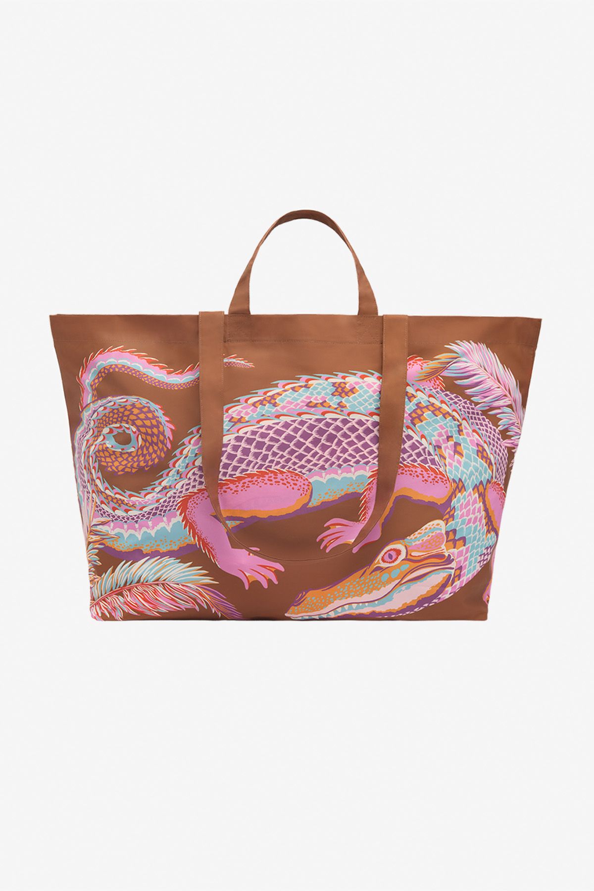 Maxi Shopper Bag - Croco - Caramel