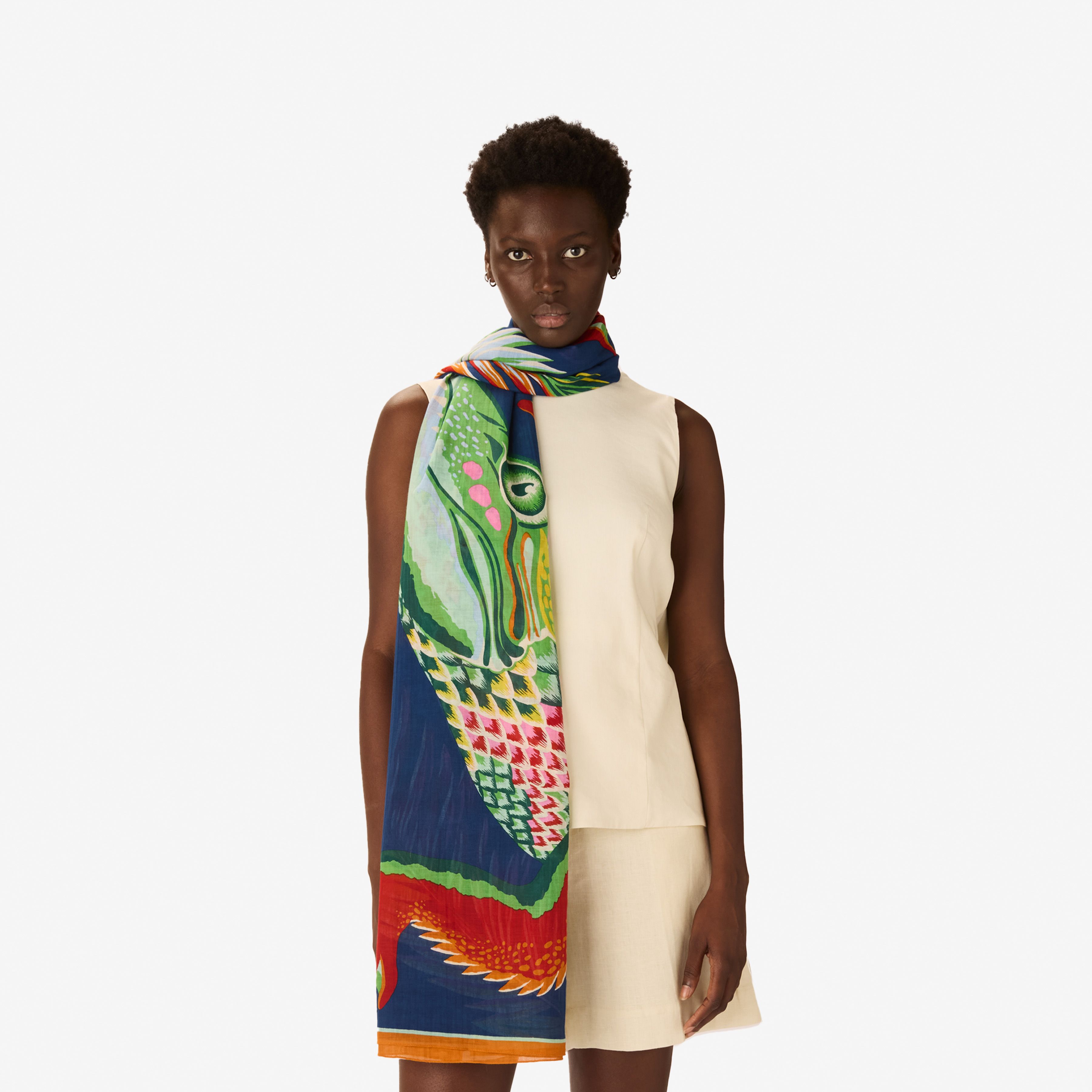 Scarf 100 - Croco - Duck Blue