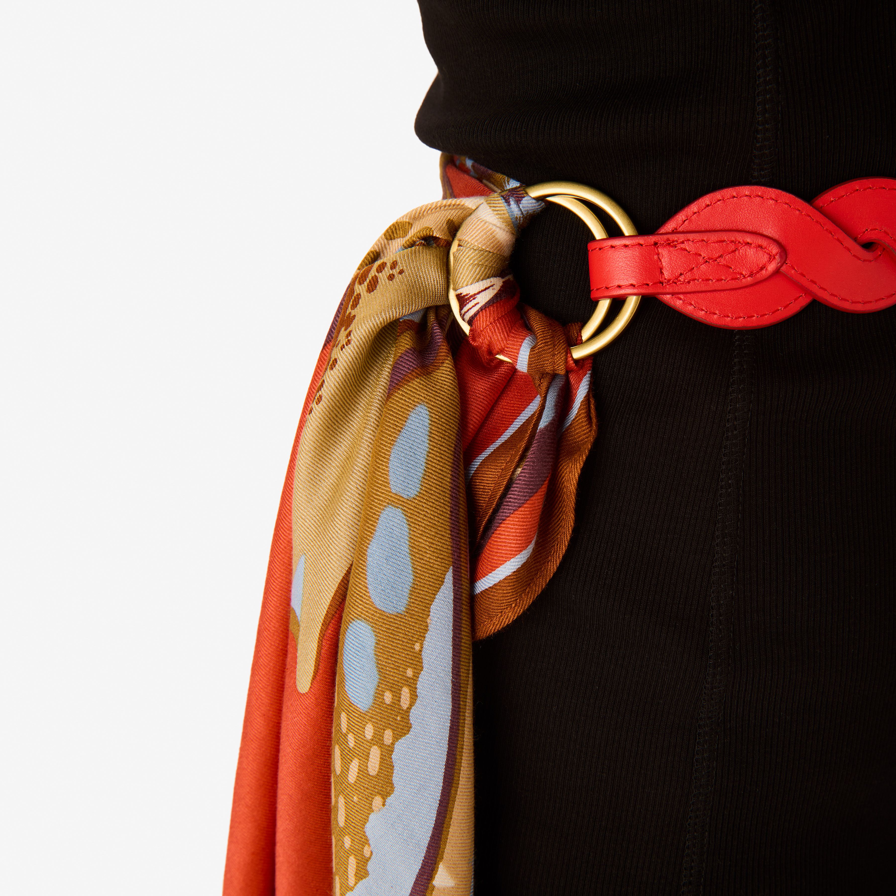 Leather Handle - Braid - Red