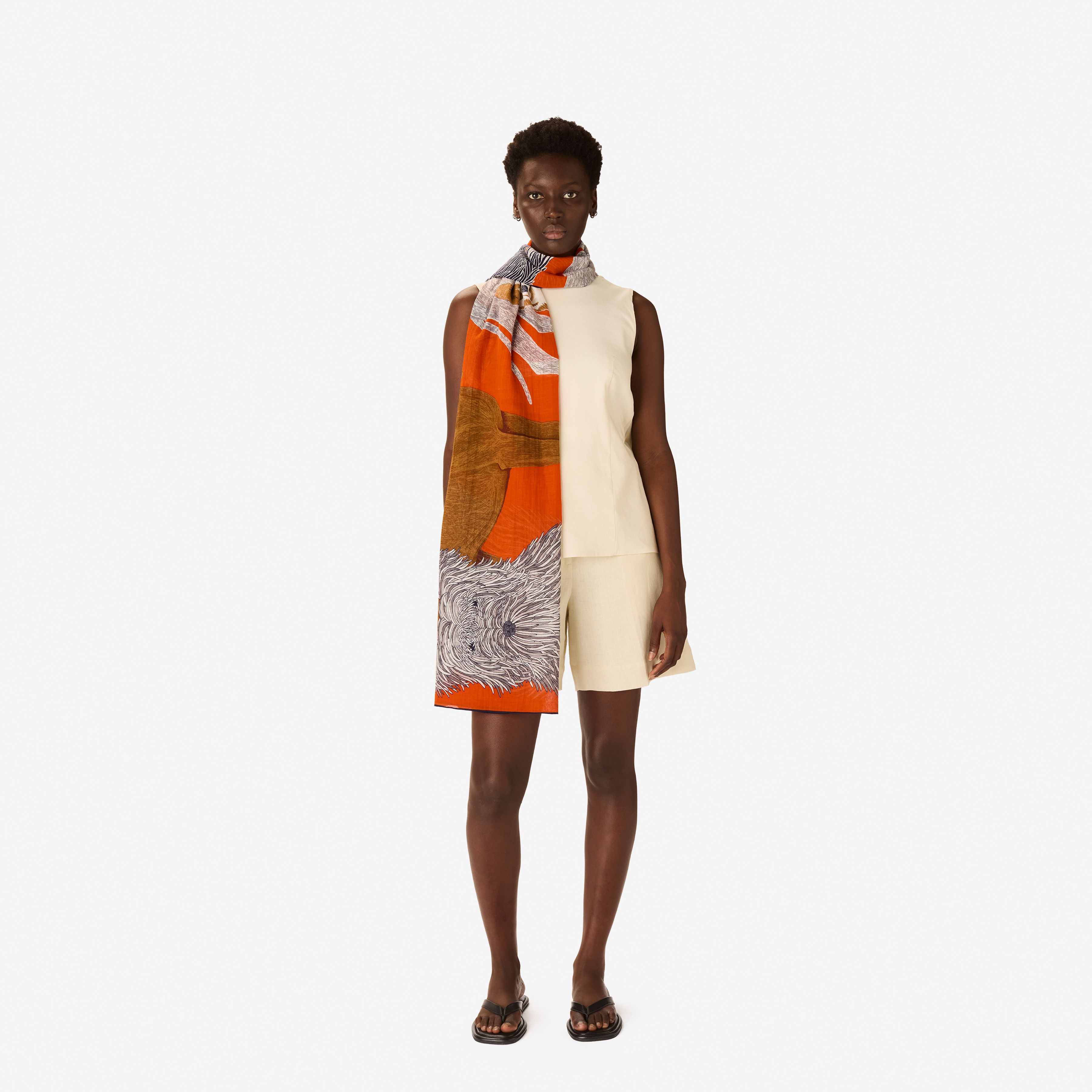 Scarf 100 Cotton - Toutou - Orange