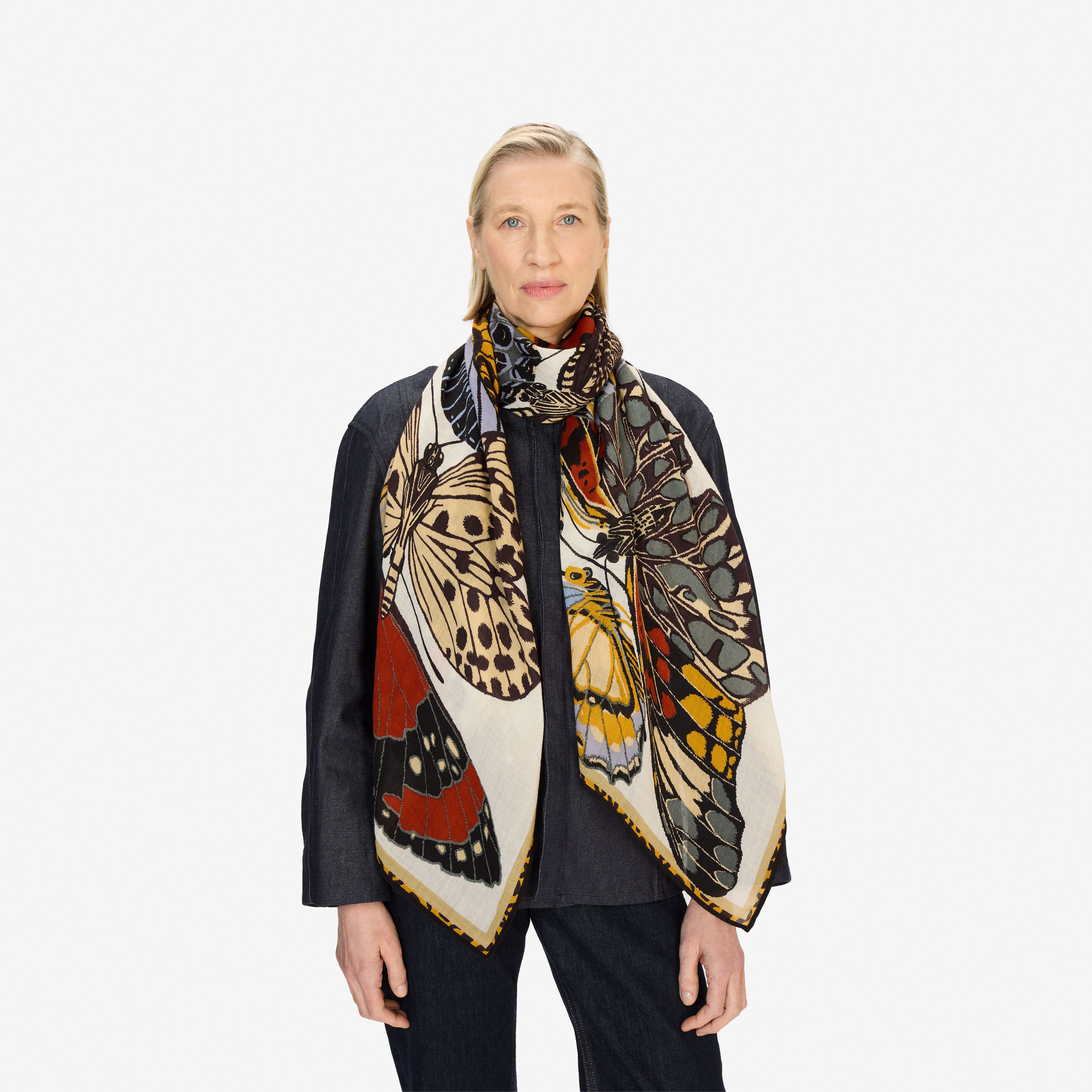 Scarf 70 - Papillons - White