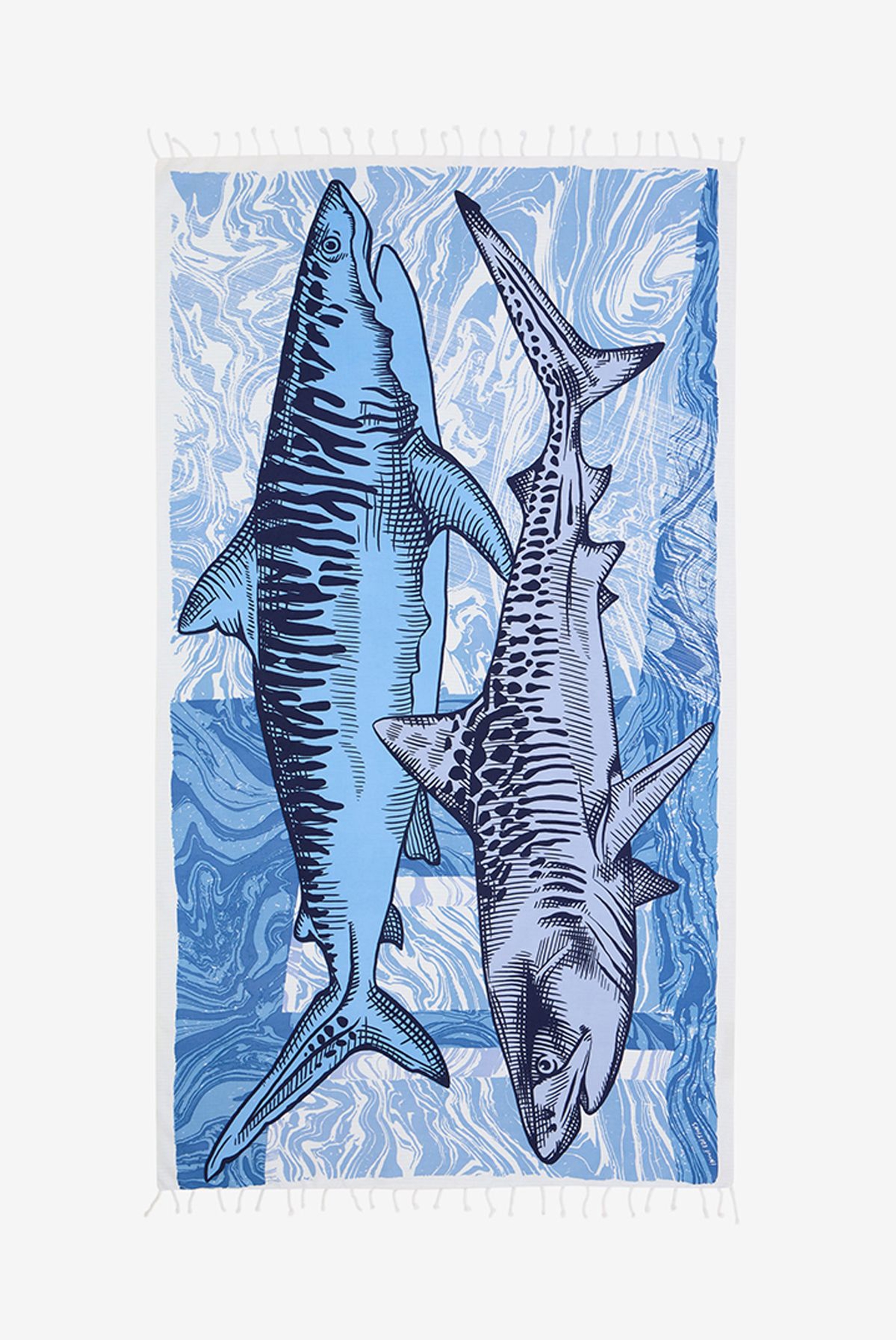 Fouta Towel 100 - Requins - Blue